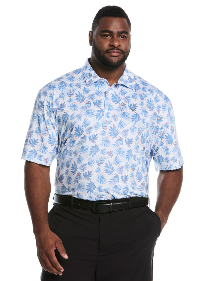 Big & Tall Floral Polo (Bright White) 