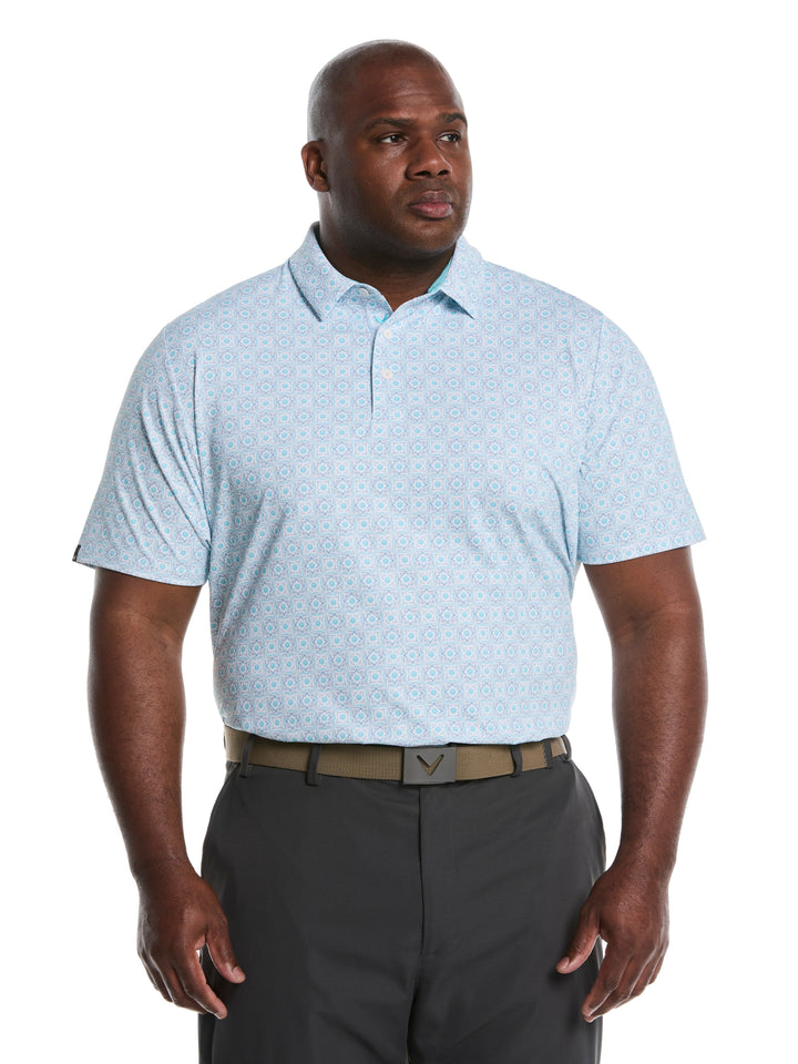 Big & Tall Golf Foulard Print Golf Polo (Blue Radiance) 