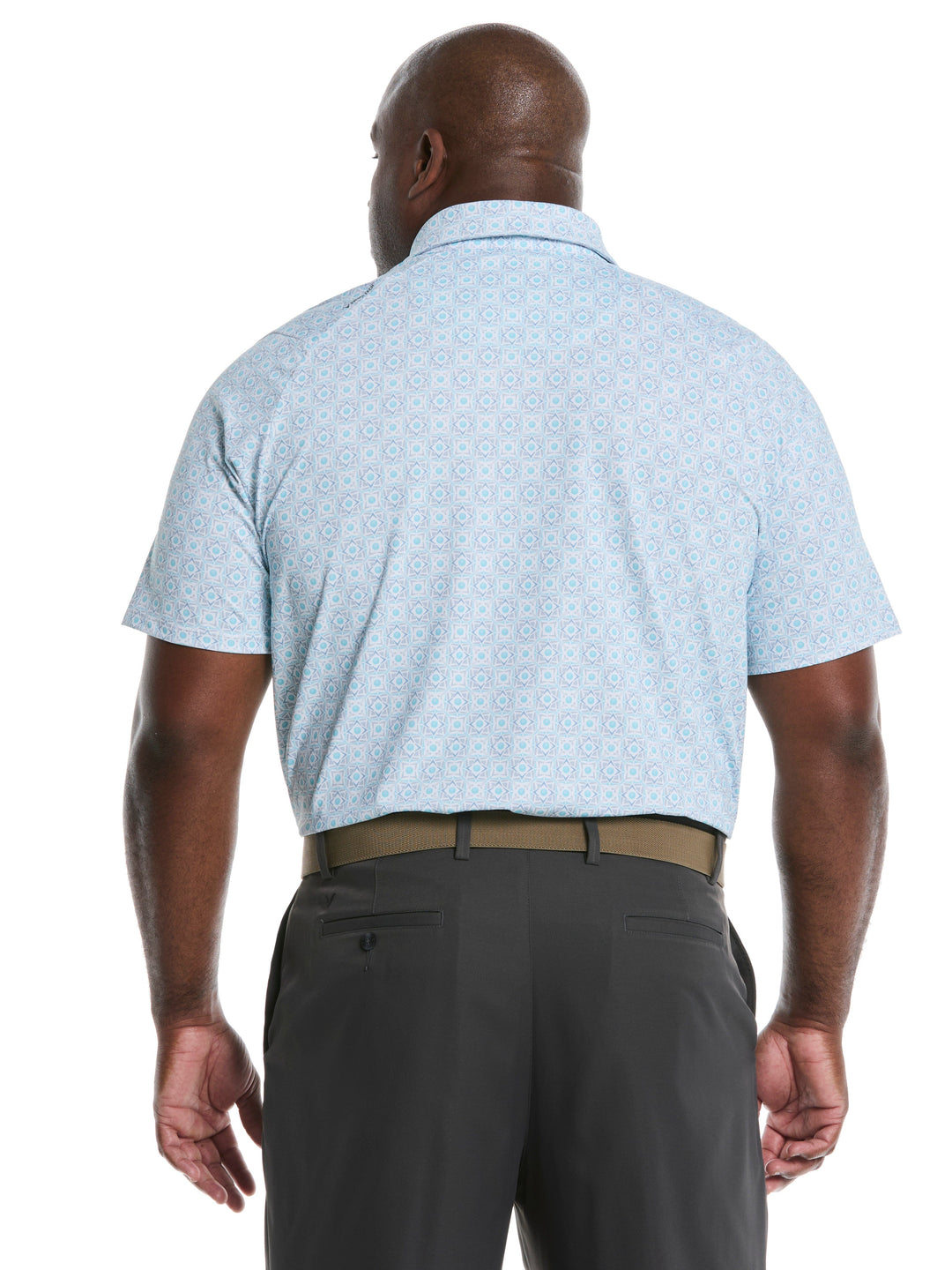 Big & Tall Golf Foulard Print Golf Polo (Blue Radiance) 