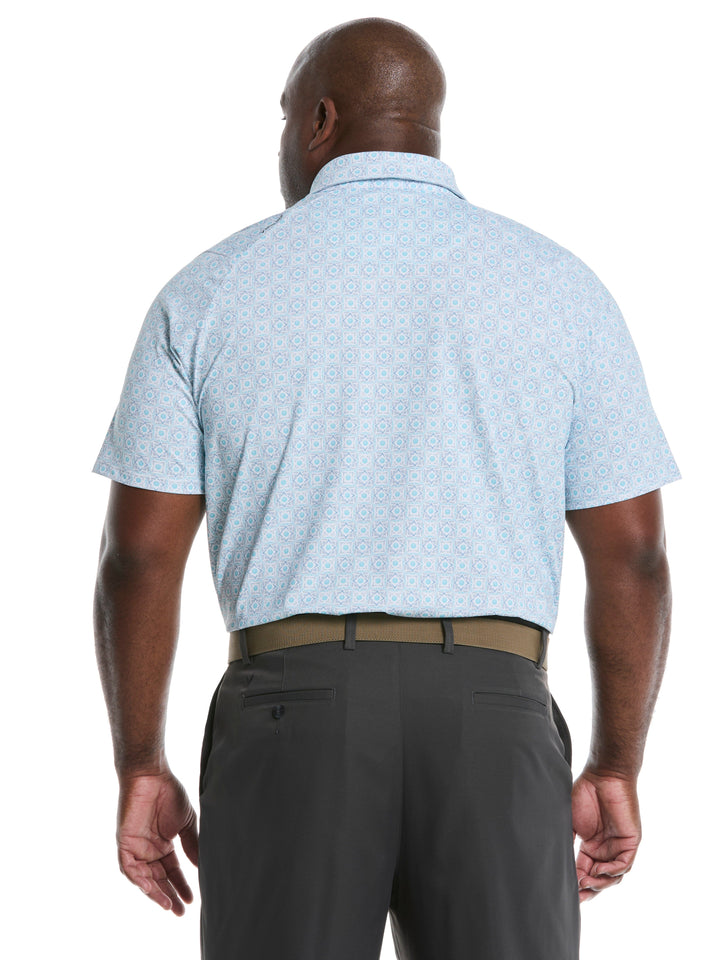 Big & Tall Golf Foulard Print Golf Polo (Blue Radiance) 