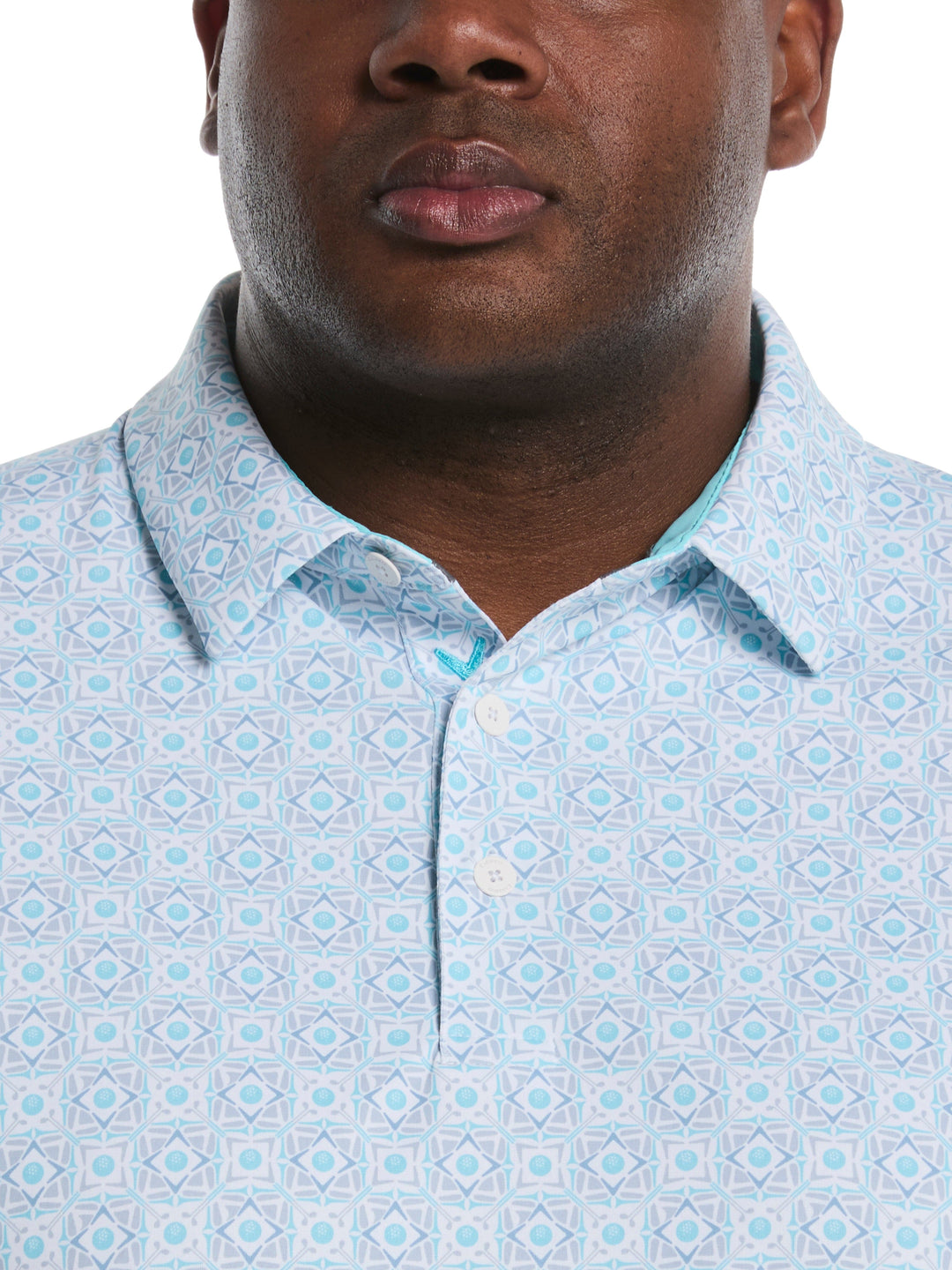 Big & Tall Golf Foulard Print Golf Polo (Blue Radiance) 