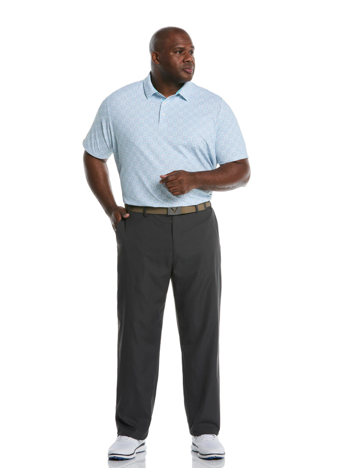 Big & Tall Golf Foulard Print Golf Polo (Blue Radiance) 