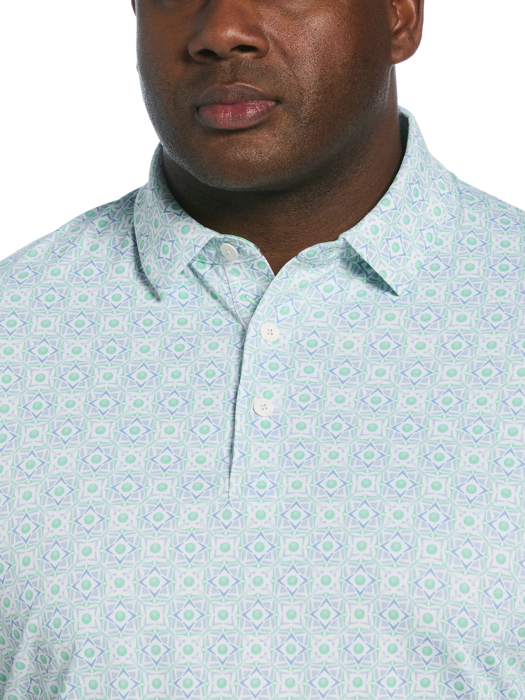 Big & Tall Foulard Print Polo (Neptune Green) 