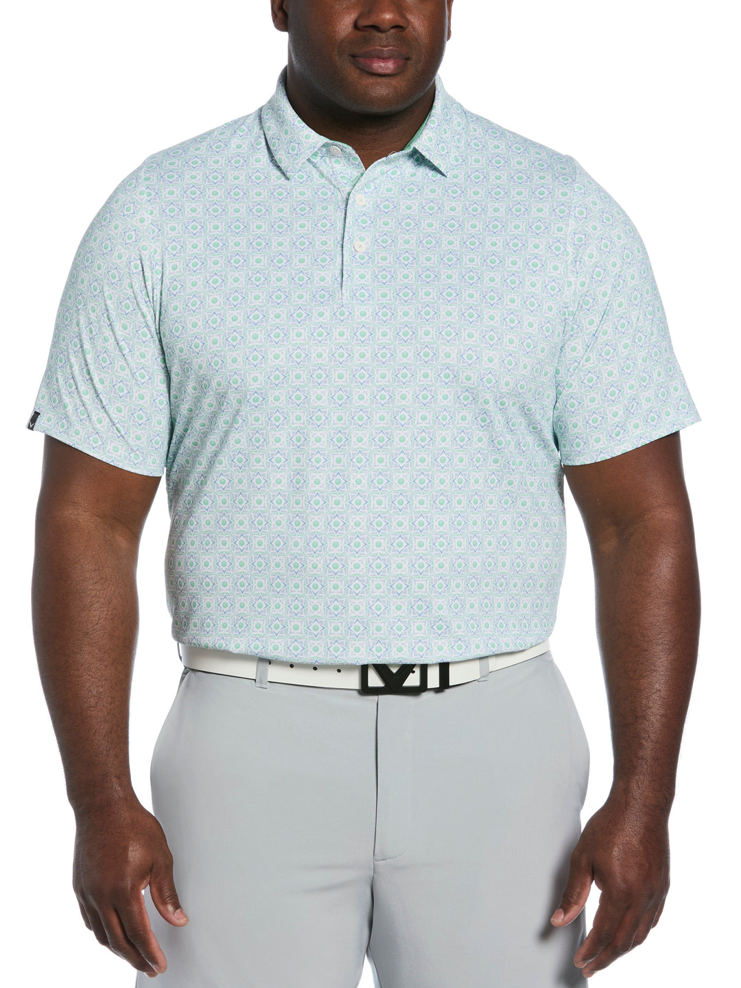 Big & Tall Foulard Print Polo (Neptune Green) 