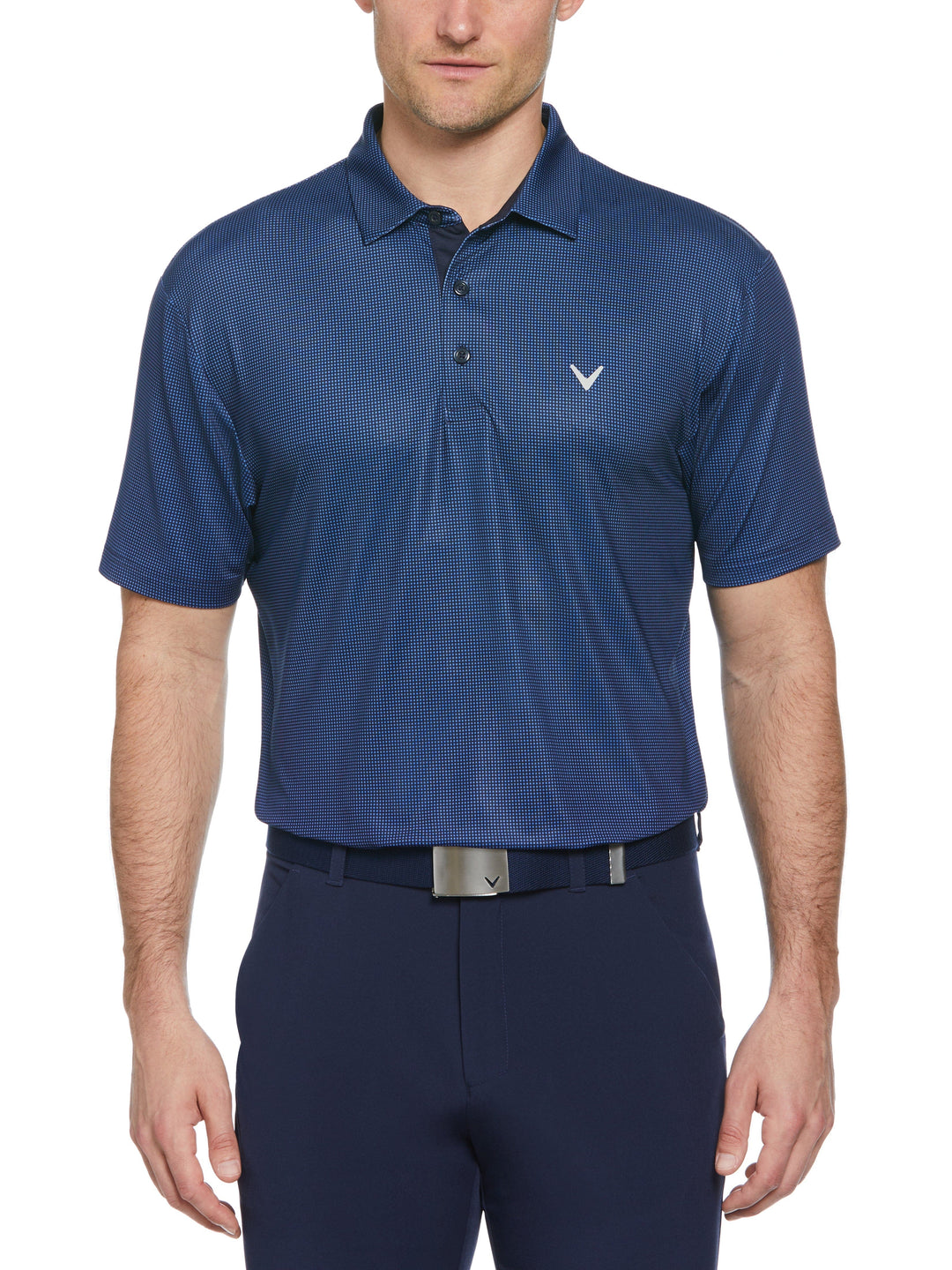 Big & Tall Gingham Print Golf Polo-Polos-Navy-5X-Callaway