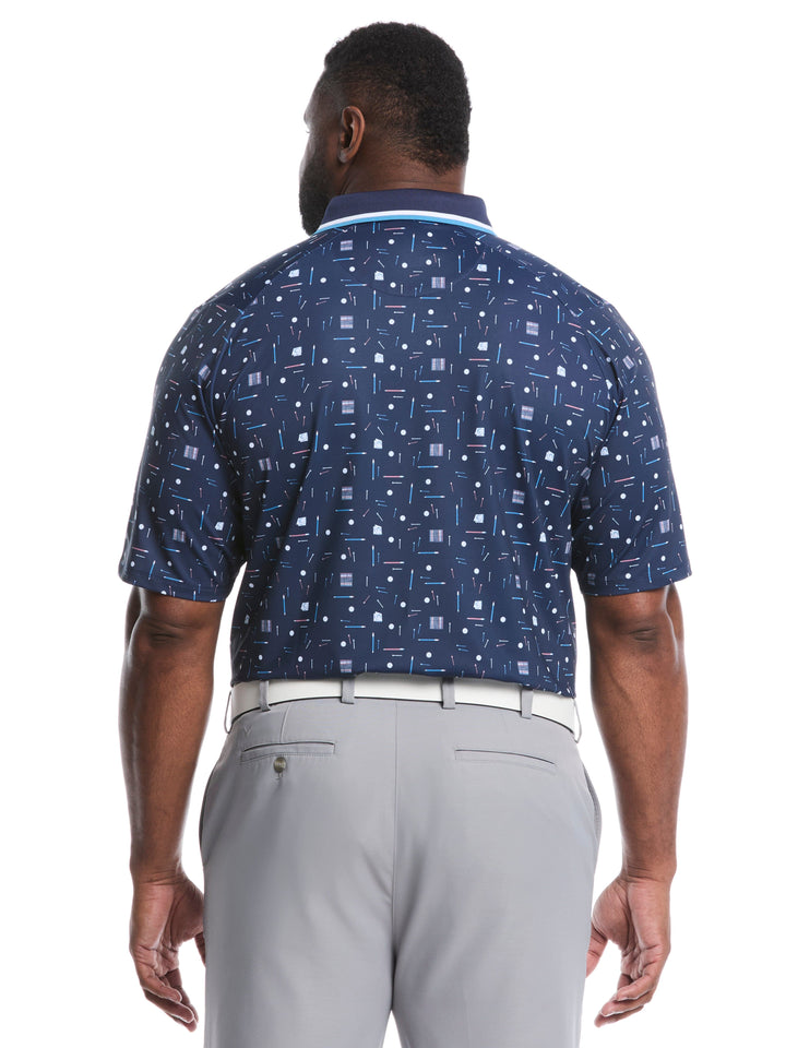 Big & Tall Golf Collection Print Golf Polo (Peacoat) 