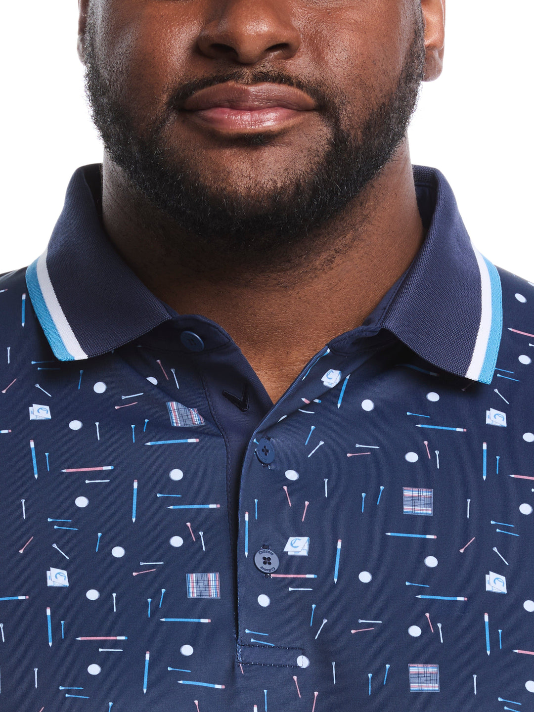 Big & Tall Golf Collection Print Golf Polo (Peacoat) 