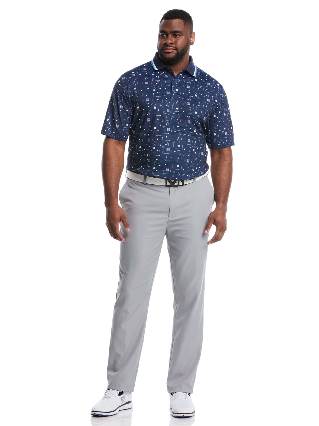 Big & Tall Golf Collection Print Golf Polo (Peacoat) 