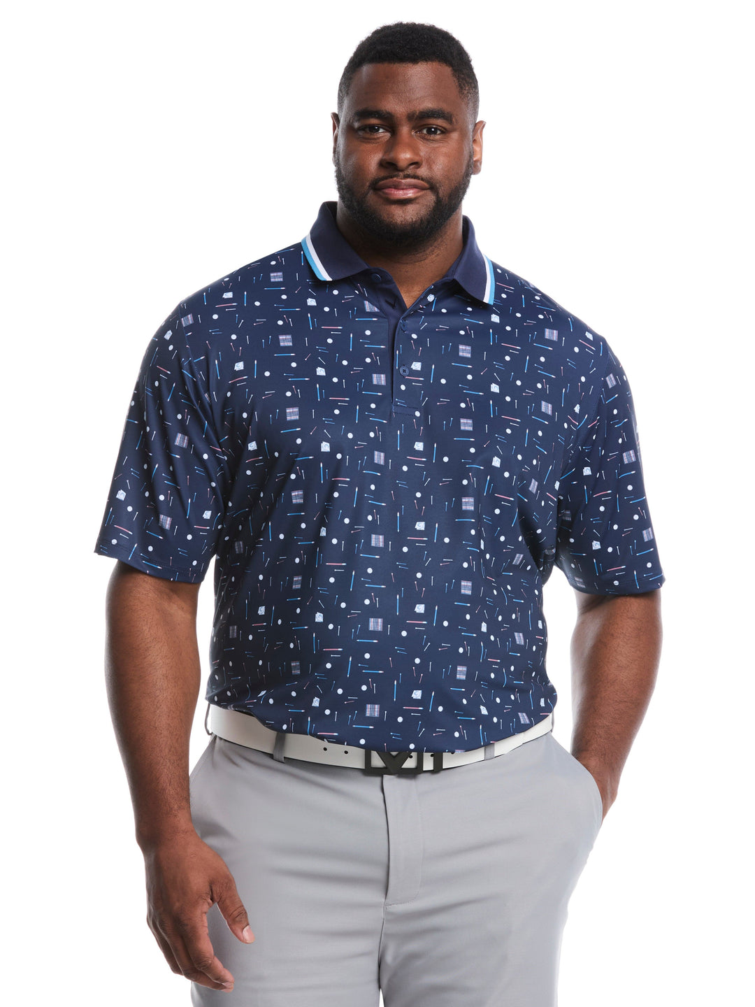 Big & Tall Golf Collection Print Golf Polo (Peacoat) 