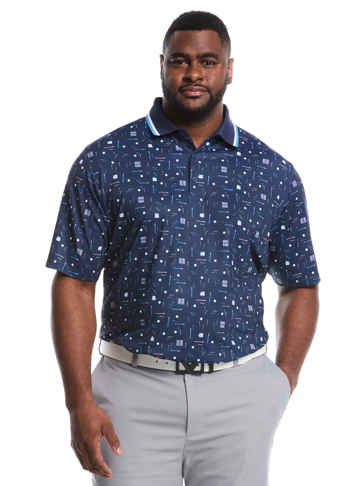Big & Tall Golf Collection Print Golf Polo (Peacoat) 