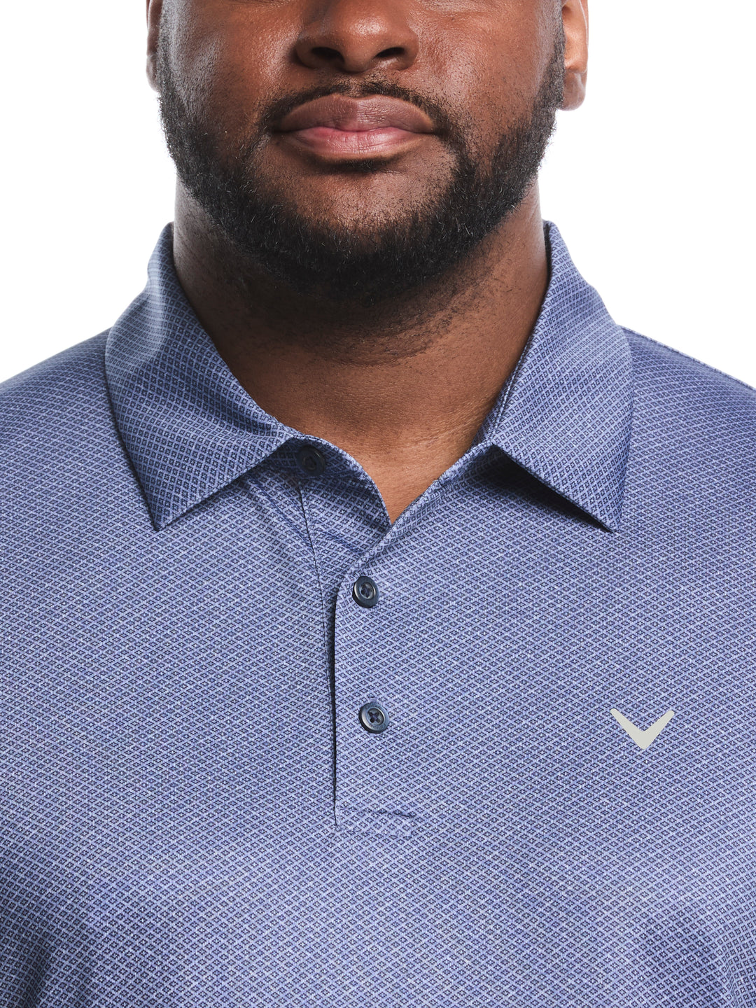 Big & Tall Heather Geo Print Golf Polo (Peacoat) 