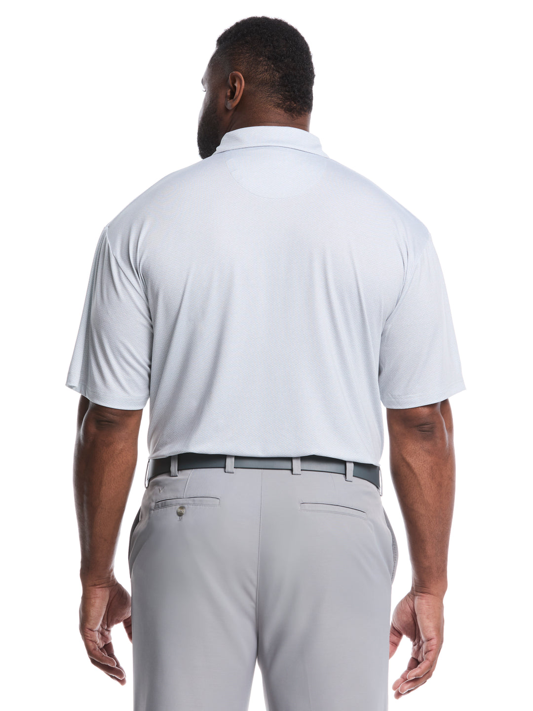 Big & Tall Heather Geo Print Golf Polo (Bright White) 