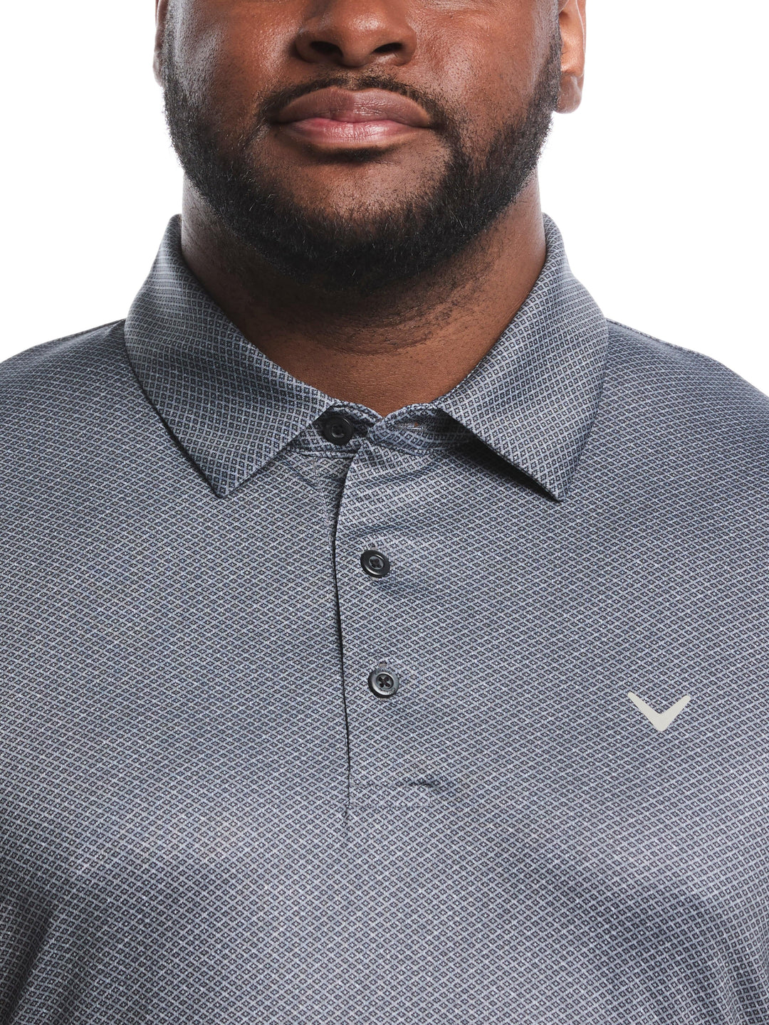 Big & Tall Heather Geo Print Golf Polo (Caviar) 
