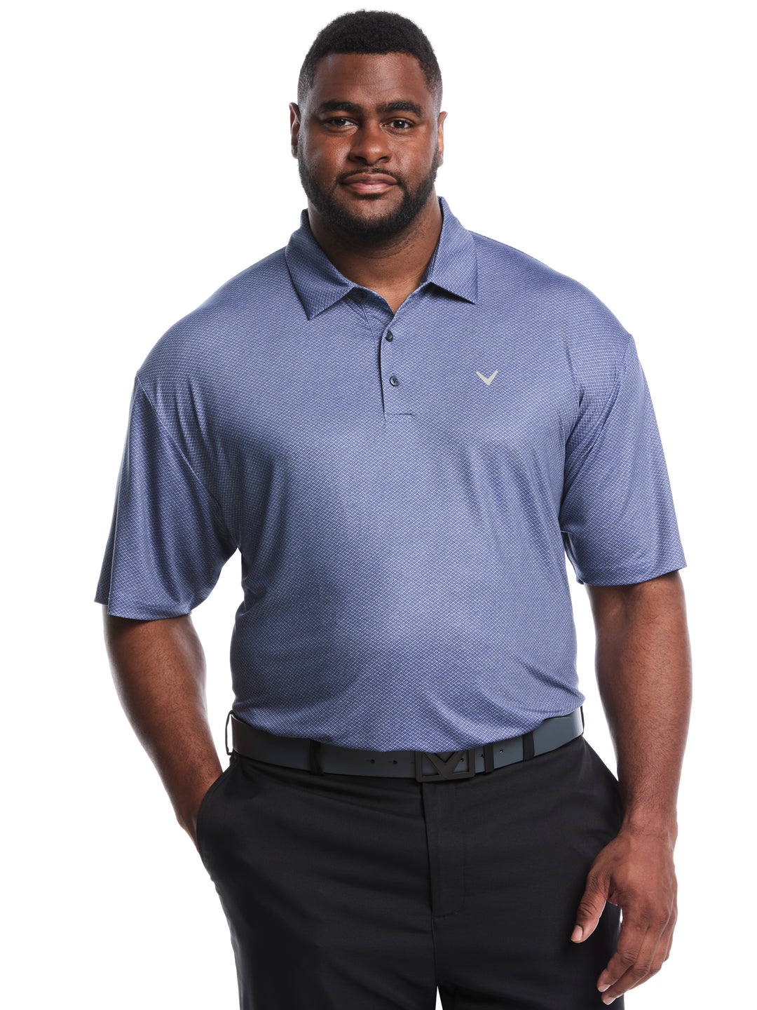Big & Tall Heather Geo Print Golf Polo (Peacoat) 