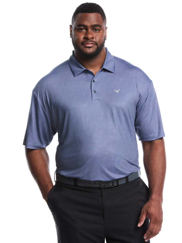 Big & Tall Heather Geo Print Golf Polo (Peacoat) 