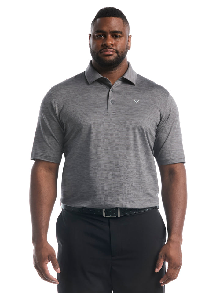 Big & Tall Heather Jacquard Essential Polo-Polos-Black Heather-1X-Callaway