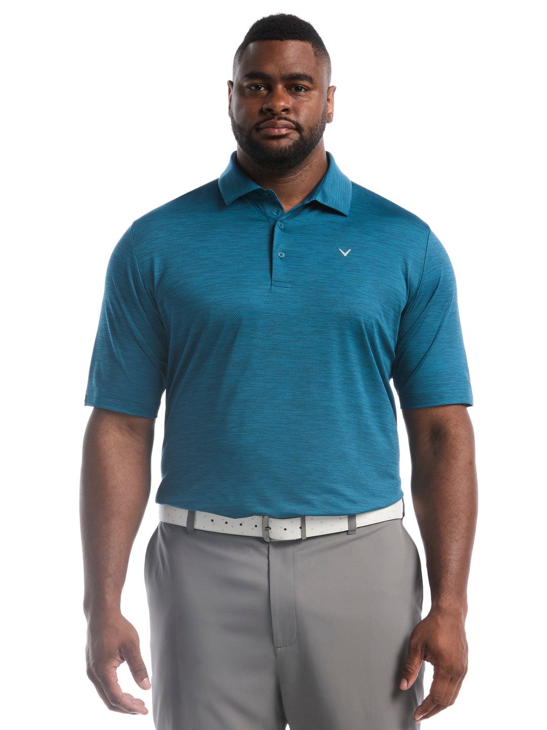 Big & Tall Heather Jacquard Essential Polo-Polos-Dk Blue Coral Htr-1X-Callaway