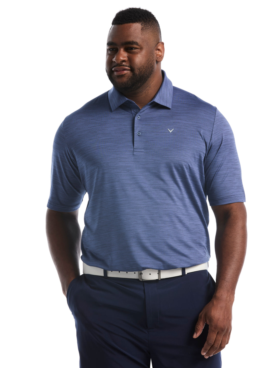 Big & Tall Heather Jacquard Essential Polo-Polos-Peacoat Heather-1X-Callaway