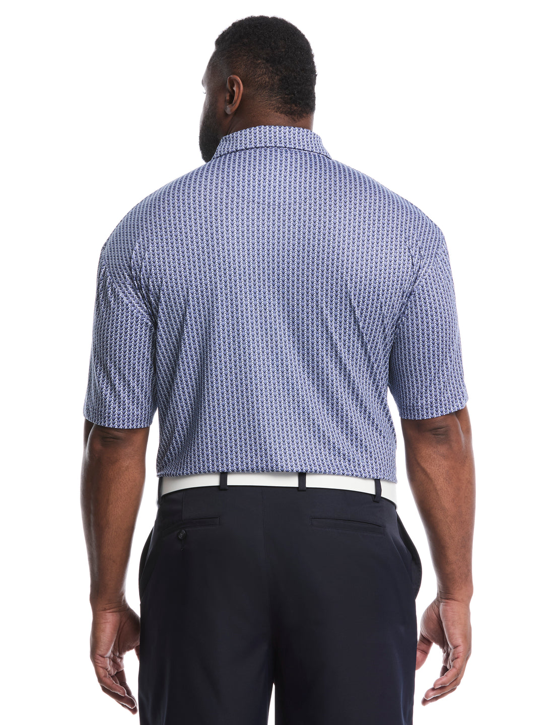 Big & Tall Herringbone Print Polo (Peacoat) 