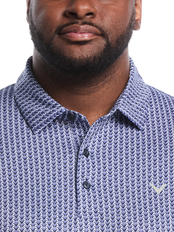 Big & Tall Herringbone Print Polo (Peacoat) 