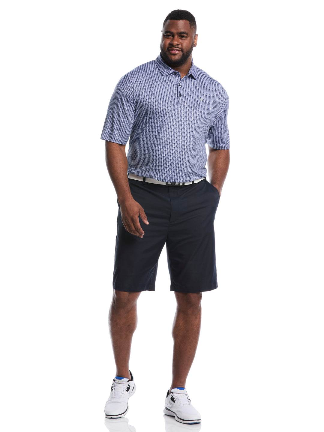 Big & Tall Herringbone Print Polo (Peacoat) 