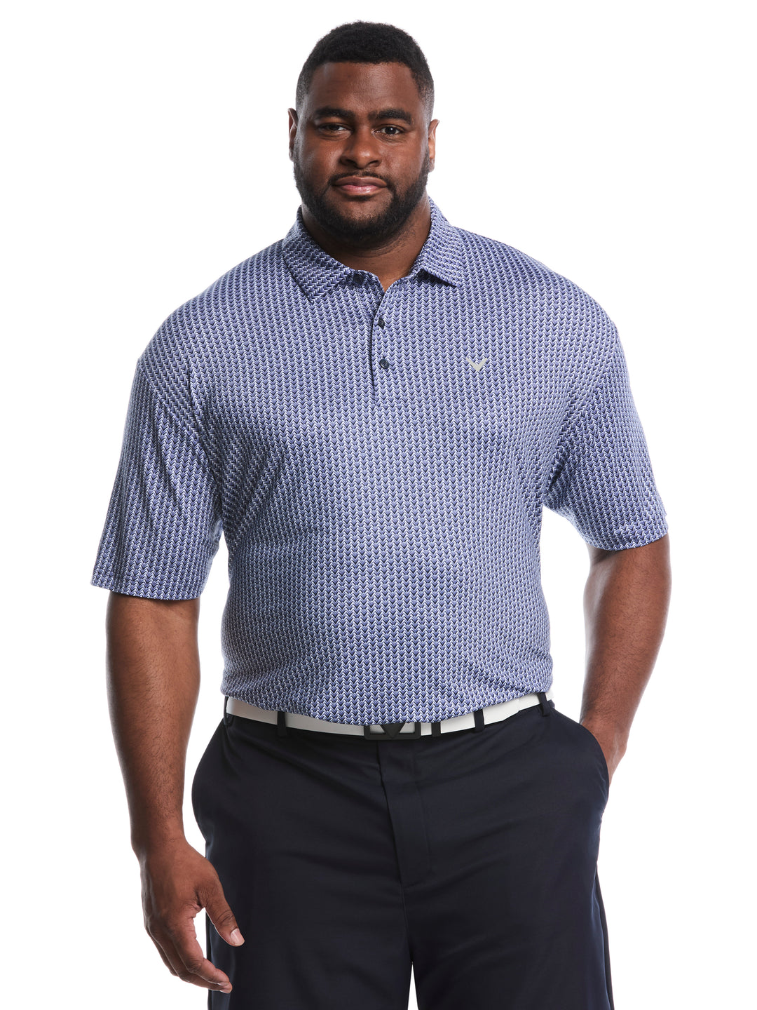 Big & Tall Herringbone Print Polo (Peacoat) 