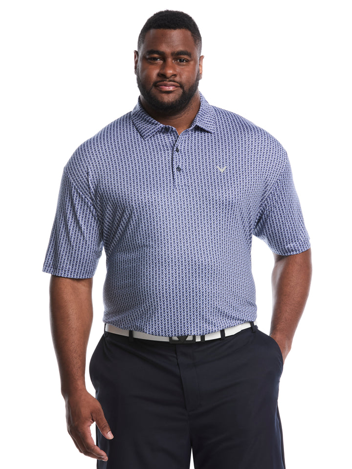 Big & Tall Herringbone Print Polo (Peacoat) 