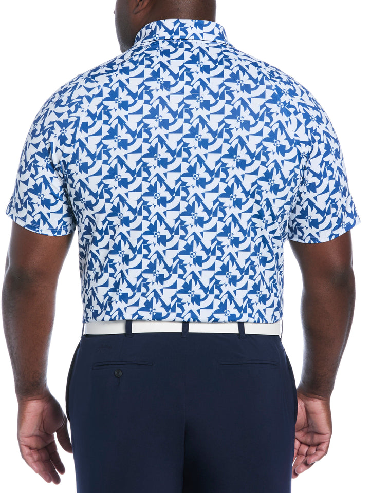 Big & Tall Layered Floral Print Polo (Galaxy Blue) 