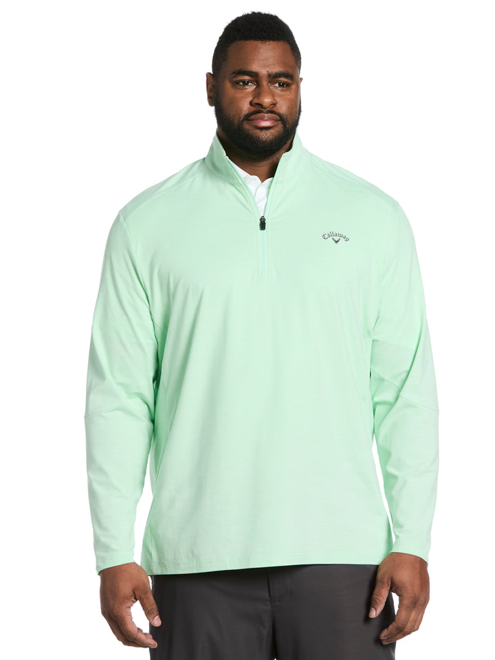 Big & Tall Lightweight Quarter Zip Golf Pullover-Pullovers-Green Ash Heather-1X-Callaway