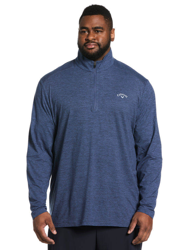 Big & Tall Lightweight Quarter Zip Golf Pullover-Pullovers-Peacoat Heather-1X-Callaway
