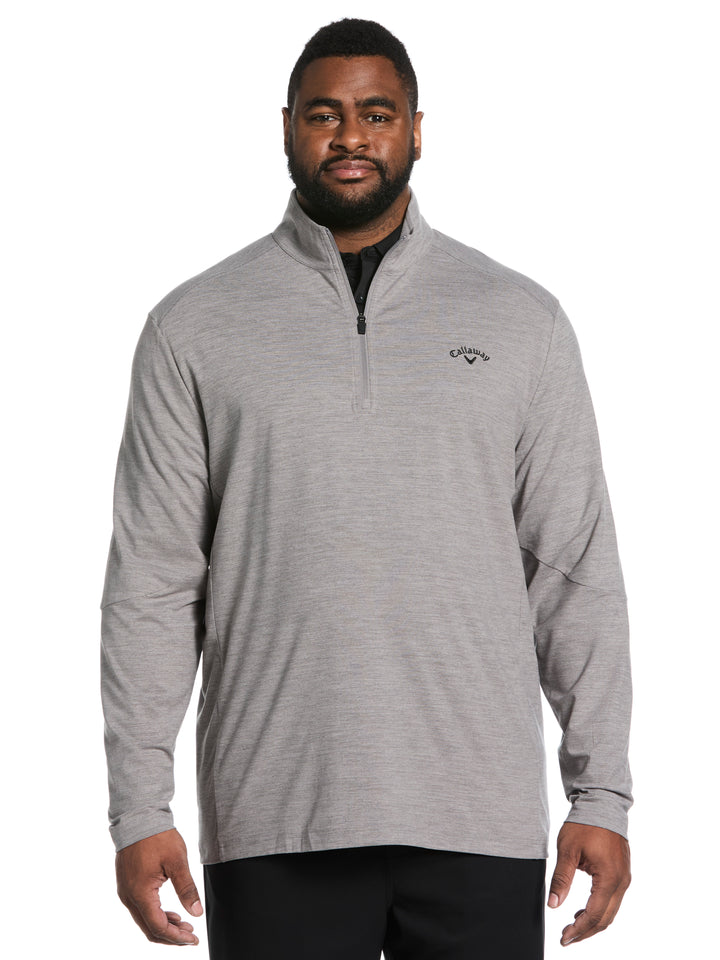 Big & Tall Lightweight Quarter Zip Golf Pullover-Pullovers-Quiet Shade Heather-1X-Callaway