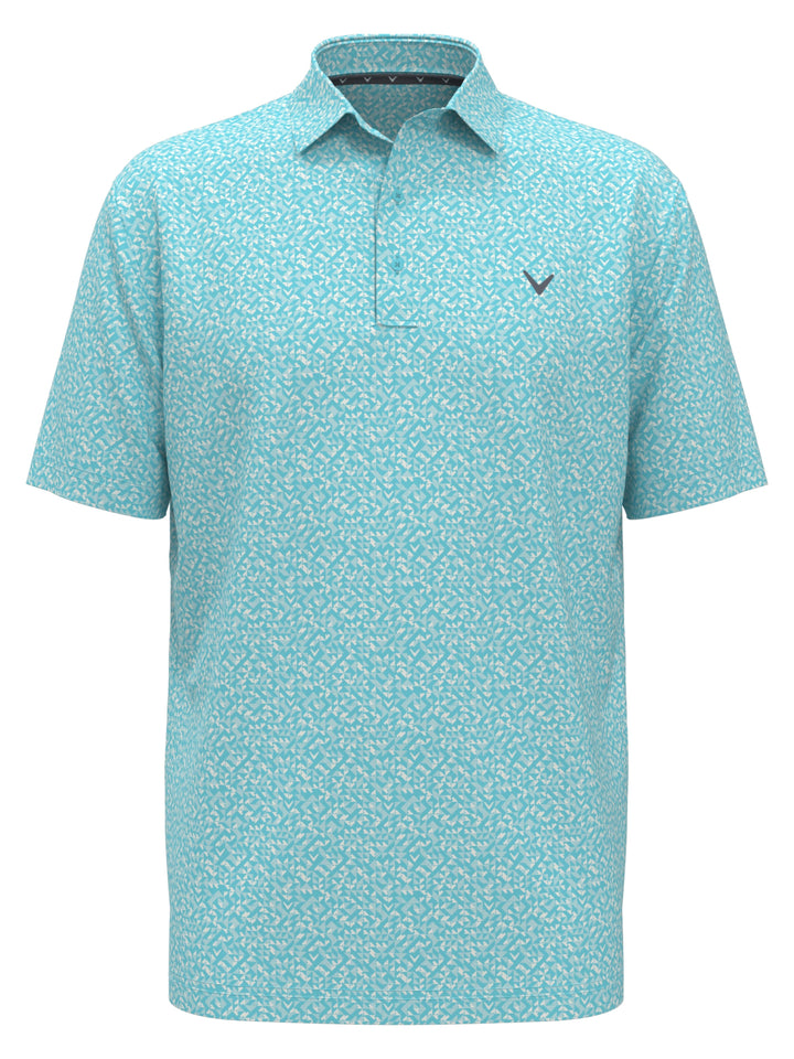 Big & Tall Linear Chevron Print Polo (Blue Radiance) 