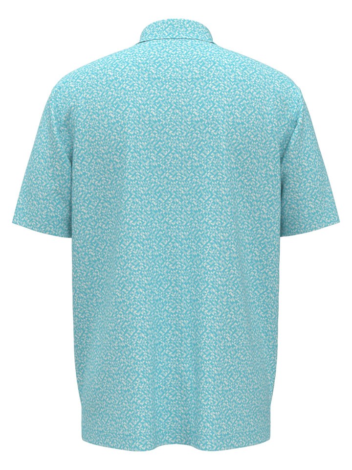 Big & Tall Linear Chevron Print Polo (Blue Radiance) 