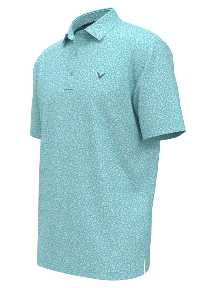 Big & Tall Linear Chevron Print Polo (Blue Radiance) 