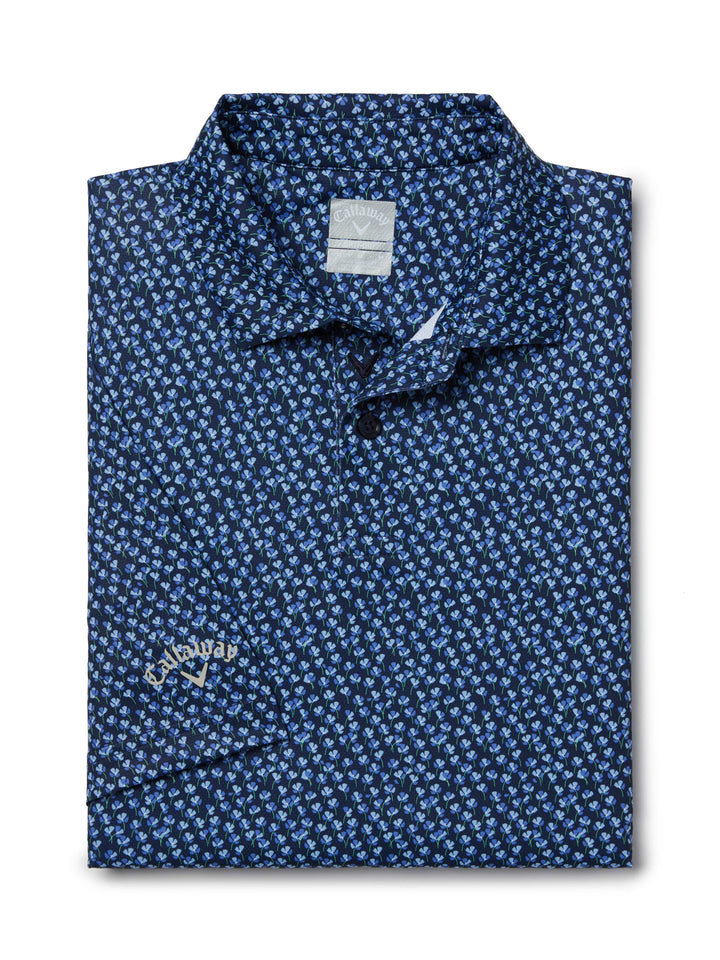Big & Tall Micro Floral Print Polo (Peacoat) 