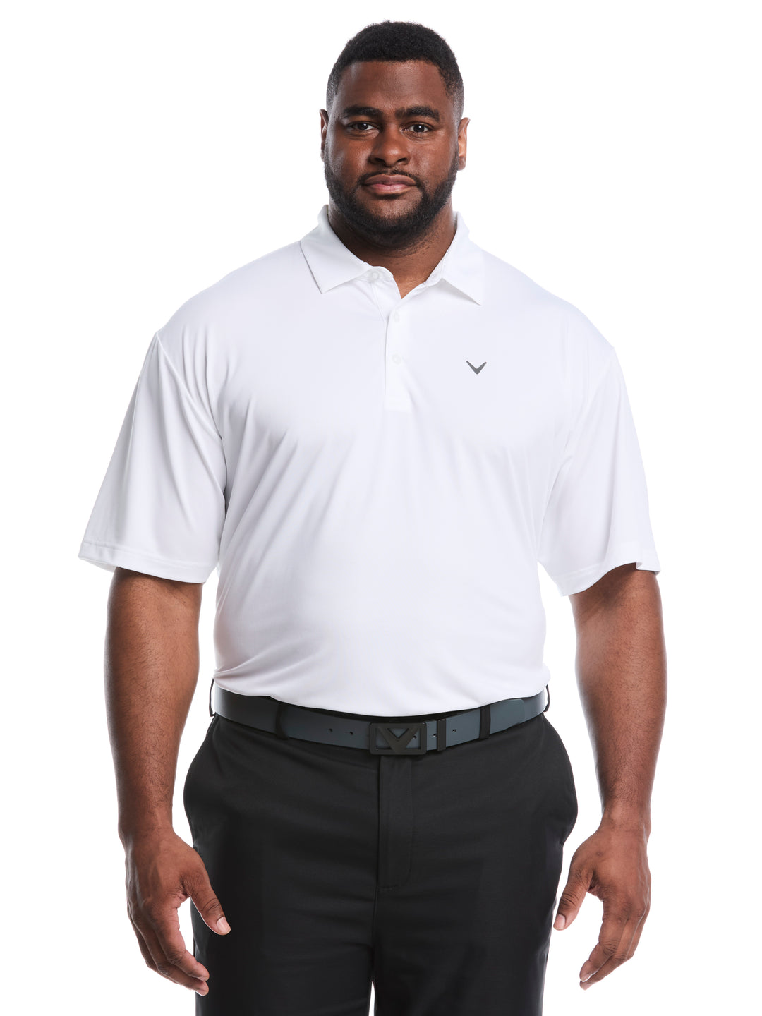 Big & Tall Micro Hex Solid Polo (Bright White) 
