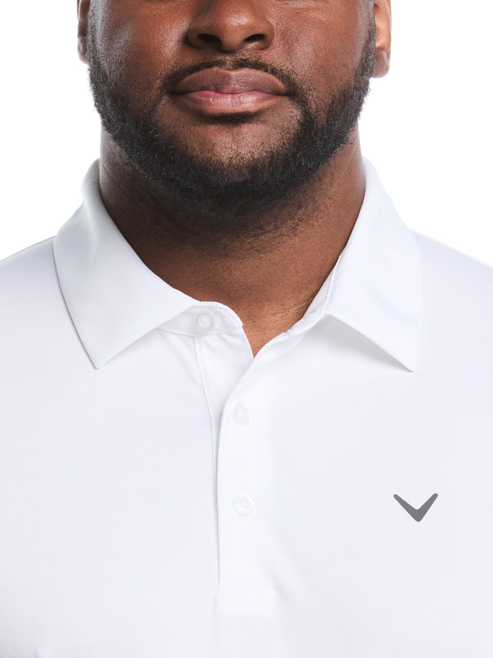 Big & Tall Micro Hex Solid Polo (Bright White) 