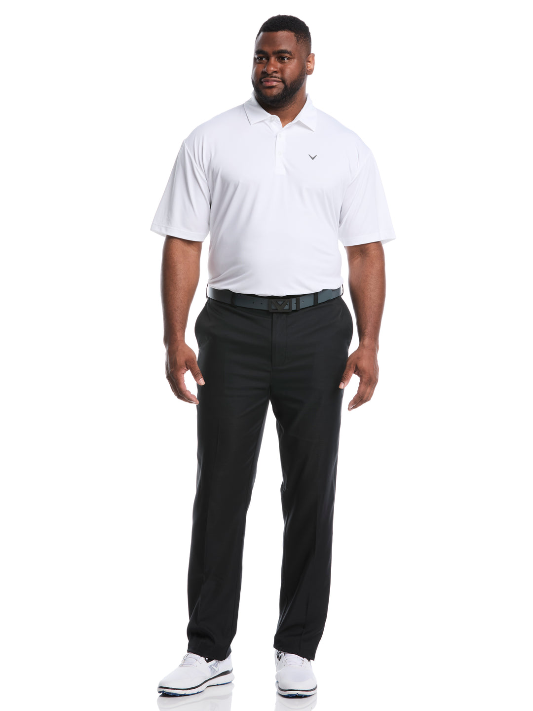 Big & Tall Micro Hex Solid Polo (Bright White) 