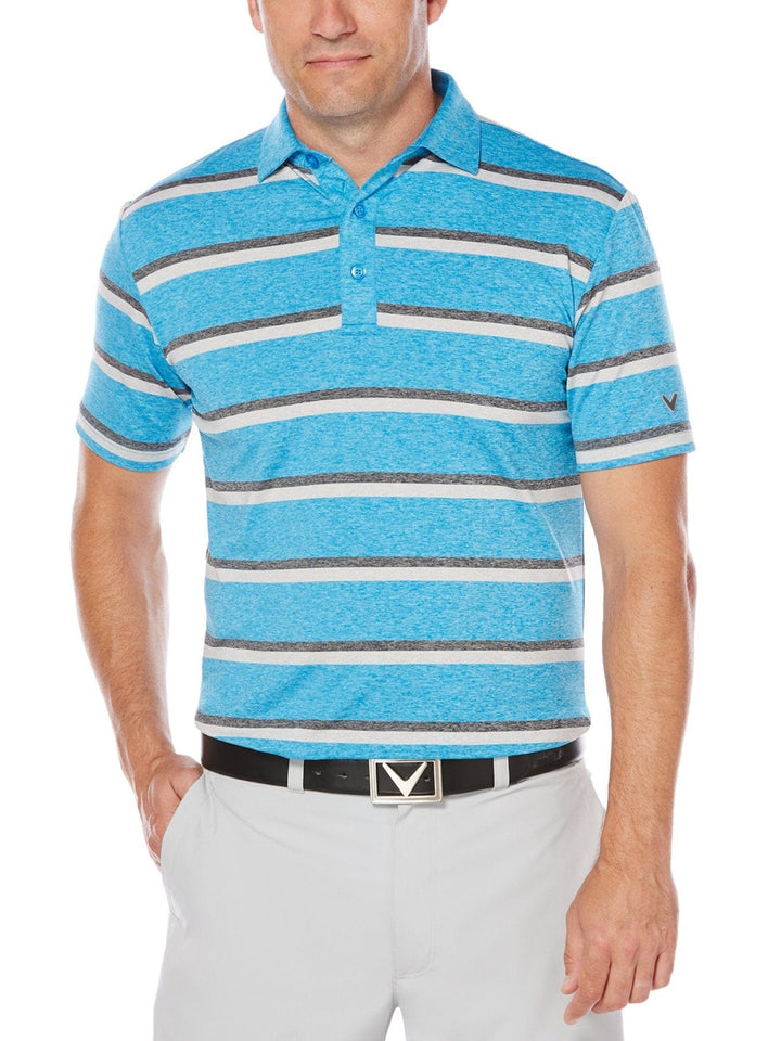 Big & Tall Opti-Soft Heather Printed Stripe Polo-Polos-Callaway