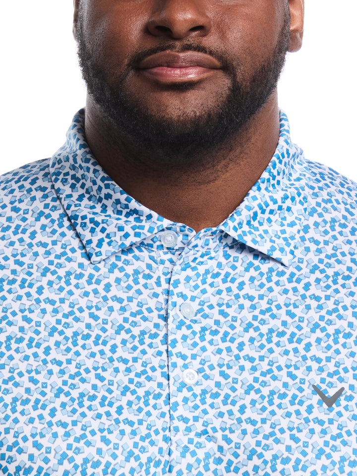 Big & Tall Polaroid Confetti Print Polo (Bright White) 