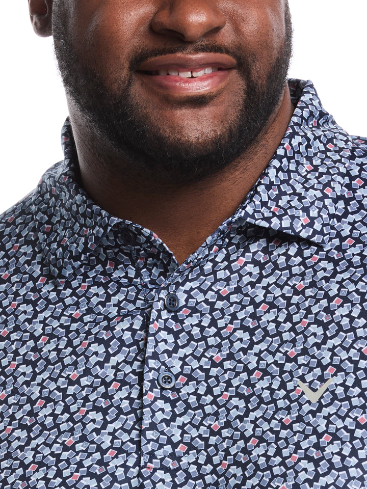 Big & Tall Polaroid Confetti Print Polo (Peacoat) 