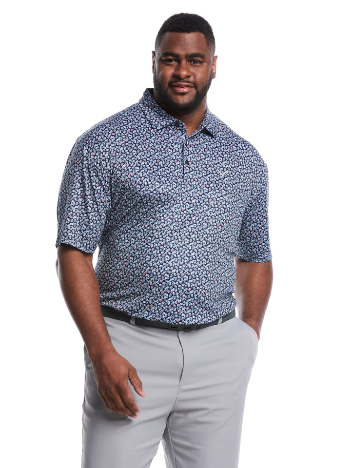 Big & Tall Polaroid Confetti Print Polo (Peacoat) 