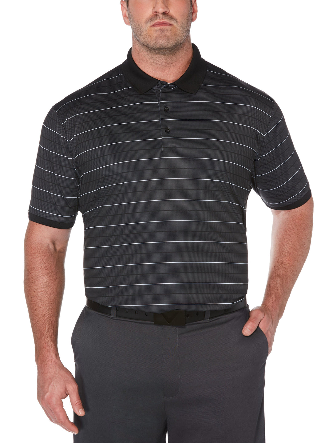 Big & Tall Printed Houndstooth Stripe Polo-Polos-Callaway