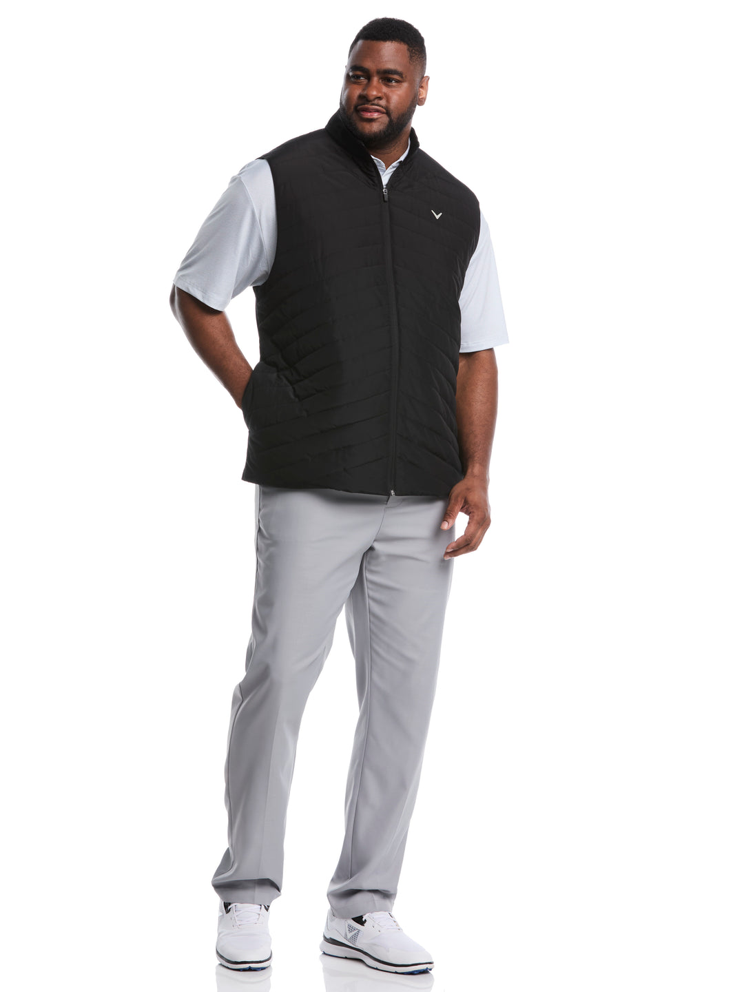 Quilted Golf Puffer Vest (Caviar) 