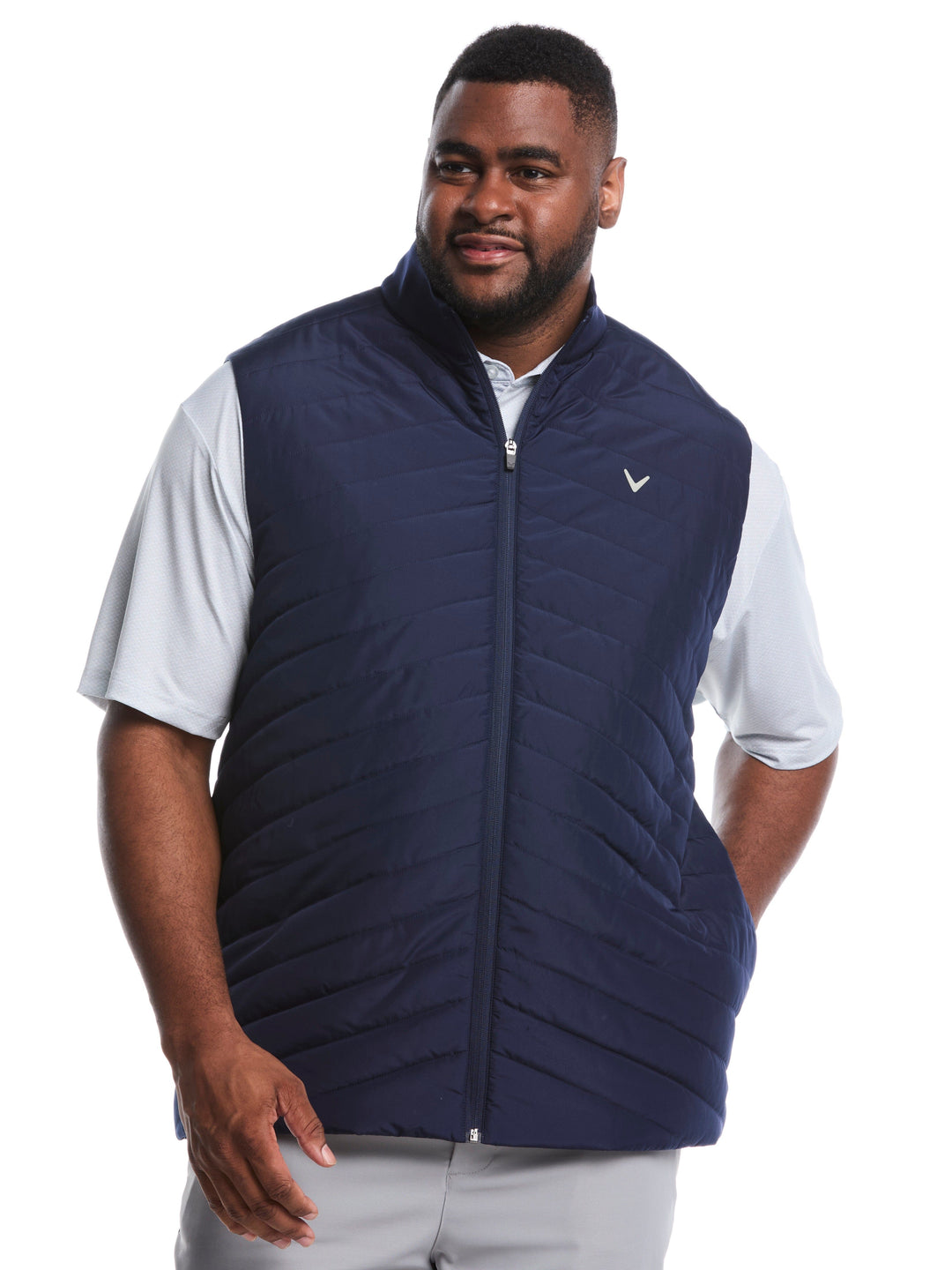 Quilted Golf Puffer Vest (Peacoat) 