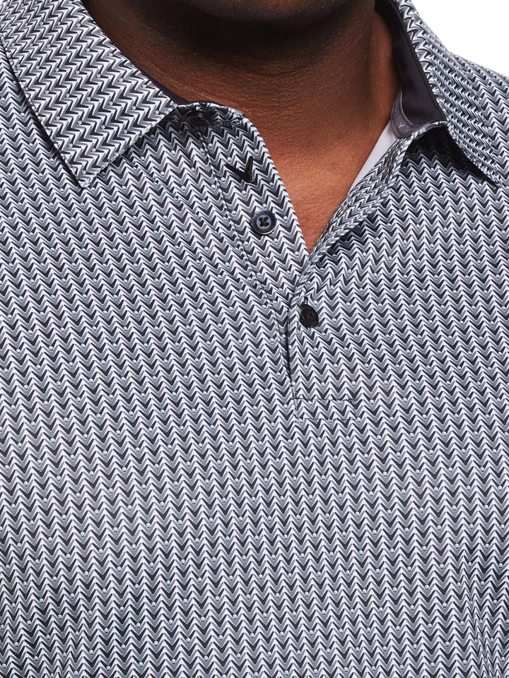 Big & Tall Short Sleeve All Over Trademark Print Polo-Polos-Callaway
