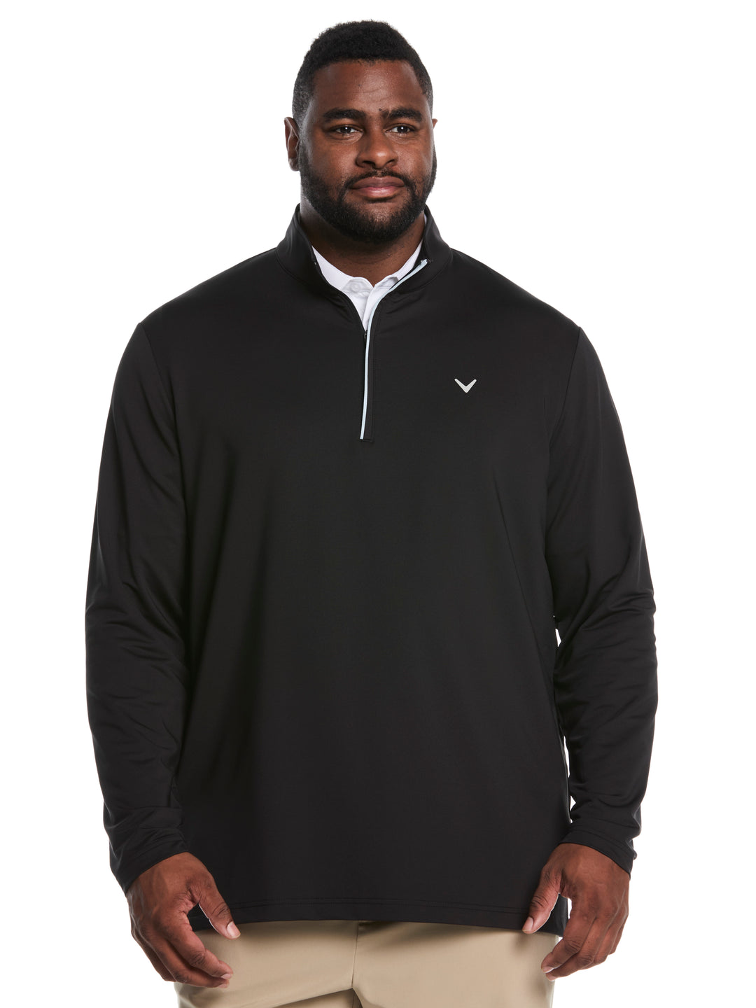 Big & Tall Solid Sun 1/4 Zip Pullover (Caviar) 
