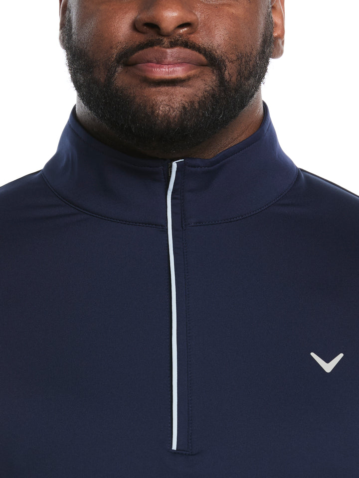 Big & Tall Solid Sun 1/4 Zip Pullover (Peacoat) 