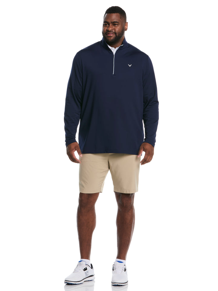 Big & Tall Solid Sun 1/4 Zip Pullover (Peacoat) 