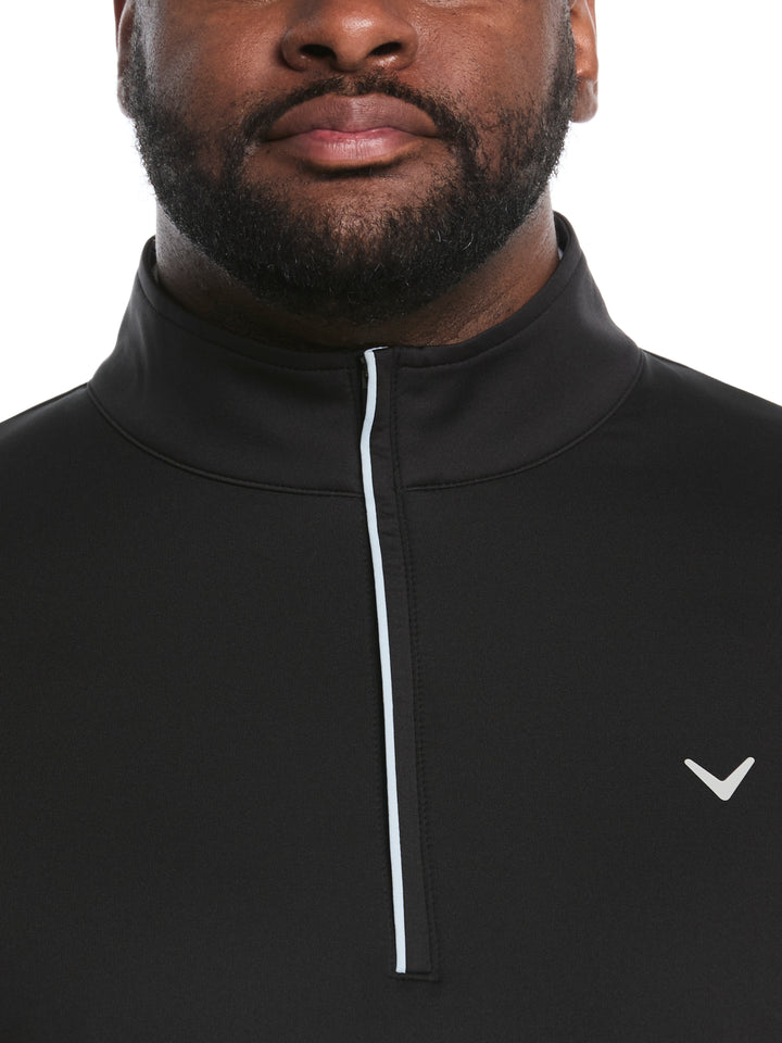 Big & Tall Solid Sun 1/4 Zip Pullover (Caviar) 